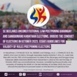 SC Declares Unconstitutional Law Postponing Barangay and Sangguniang Kabataan Elections, Orders the Conduct of Elections in October 2023, Issues Guidelines for Validity of Rules Postponing Elections |