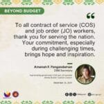 DBM Secretary Highlights Role of COS and JO Workers, Announces Key Benefits