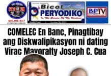 COMELEC En Banc Affirms Disqualification of Former Virac Mayoralty Joseph C. Cua