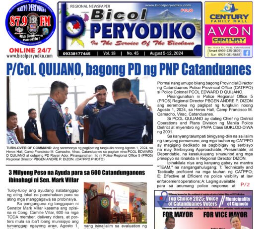 P/Col. Quijano, New Provincial Director of Catanduanes PNP