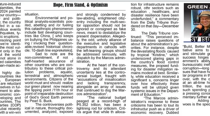 Hope, Firm Stand, & Optimism
