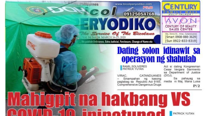 Mahigpit na hakbang Vs COVID 19, ipinatupad sa Catanduanes
